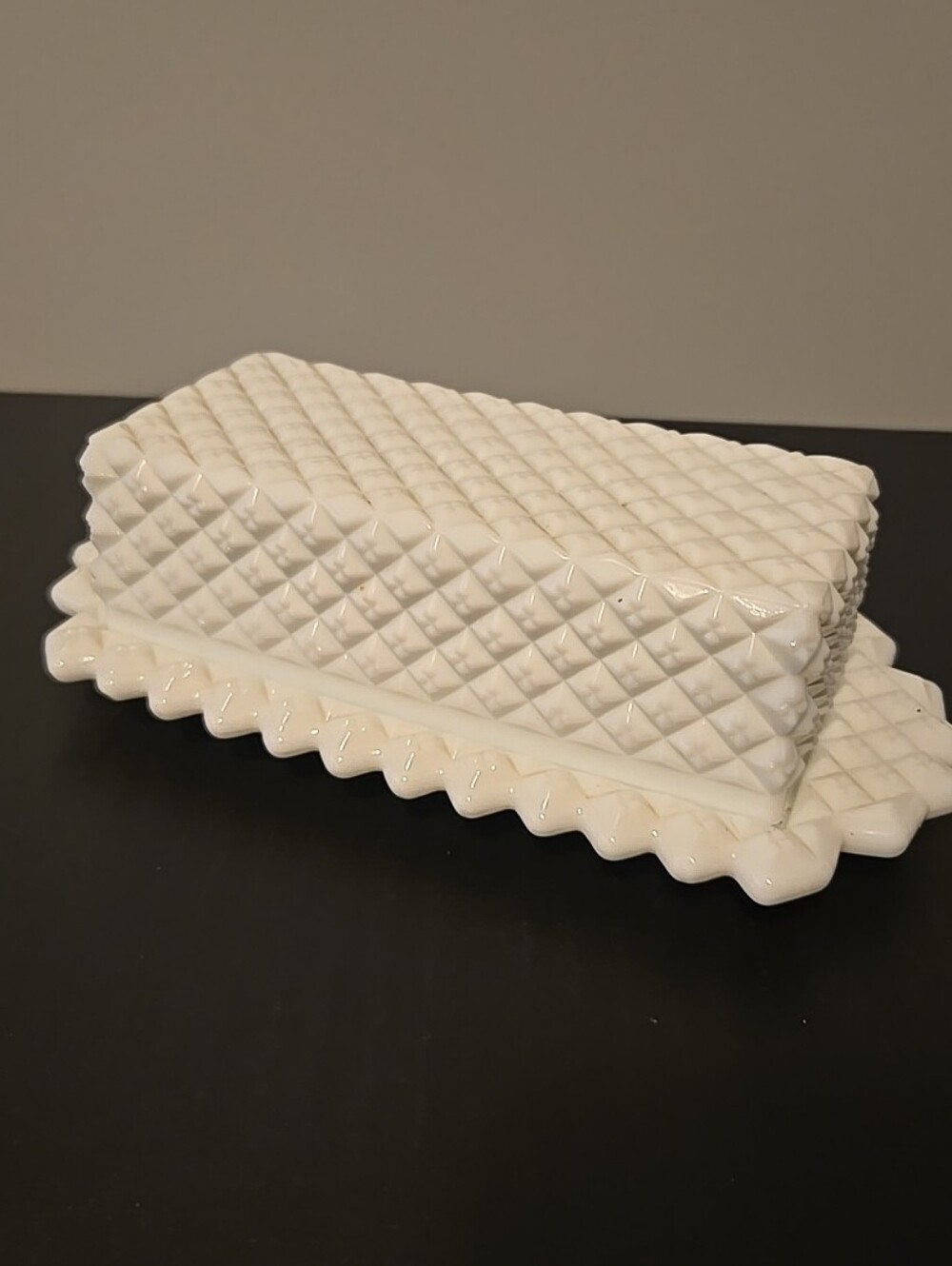 Vintage 1940 Westmoreland Englush Hobnail  Milk Glass Butter Dish - Home Accents